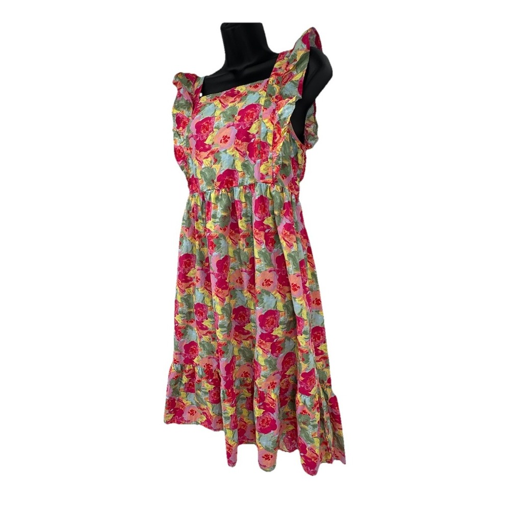 Peyton & Parker Maxi Cottage ruffled tank colorful dress fairy peasant tiered XL